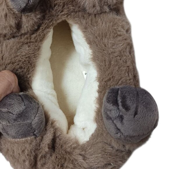 Ooh Geez Cute Otter Plush Slippers Non-Slip Sole Brown & Cream Small 5--6 - Picture 14 of 14